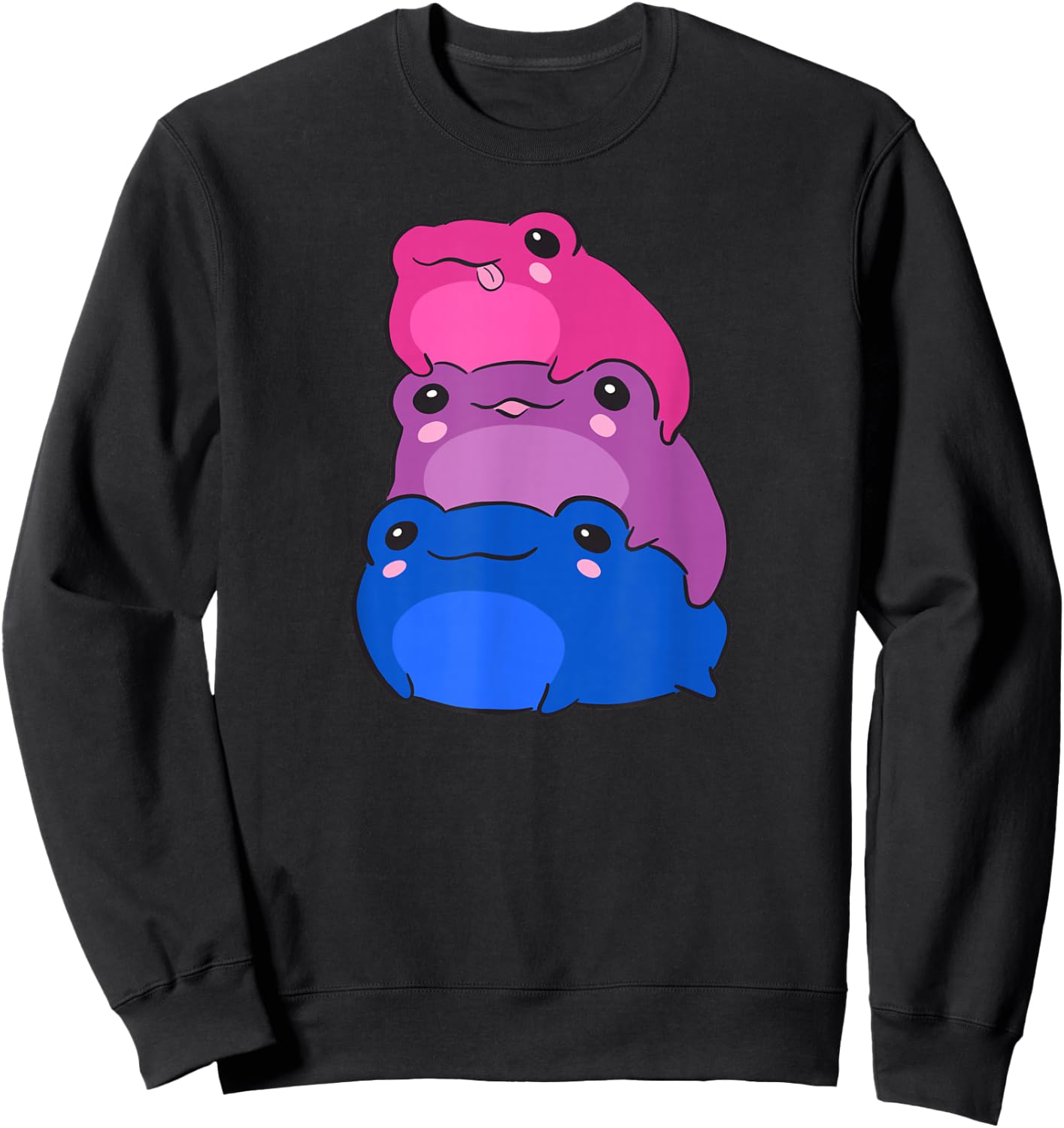 Bisexual Flag Color Frogs Subtle Bi Pride LGBTQ Aesthetic Sweatshirt - Sweatshirt | Black