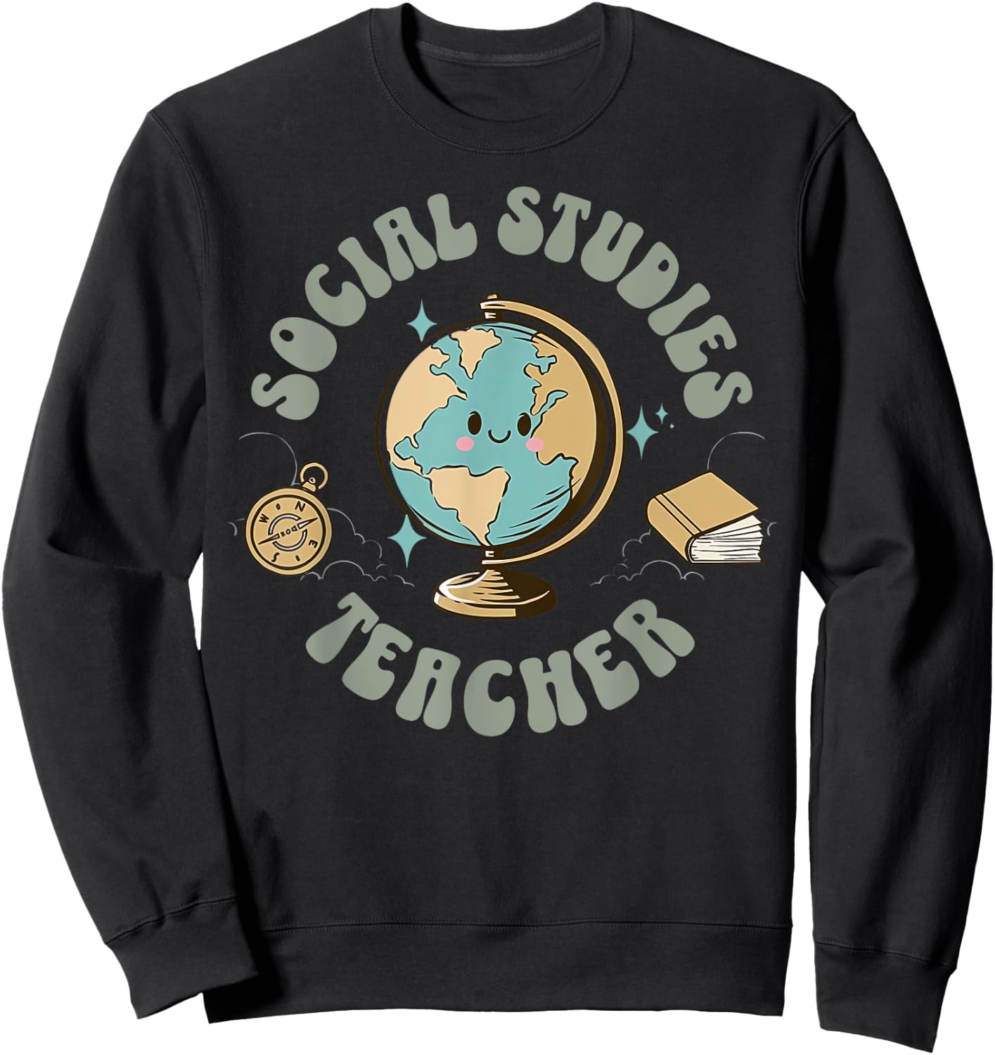 Retro Social Studies Teacher Earth Globe History Teacher Sweatshirt - Sweatshirt | Black