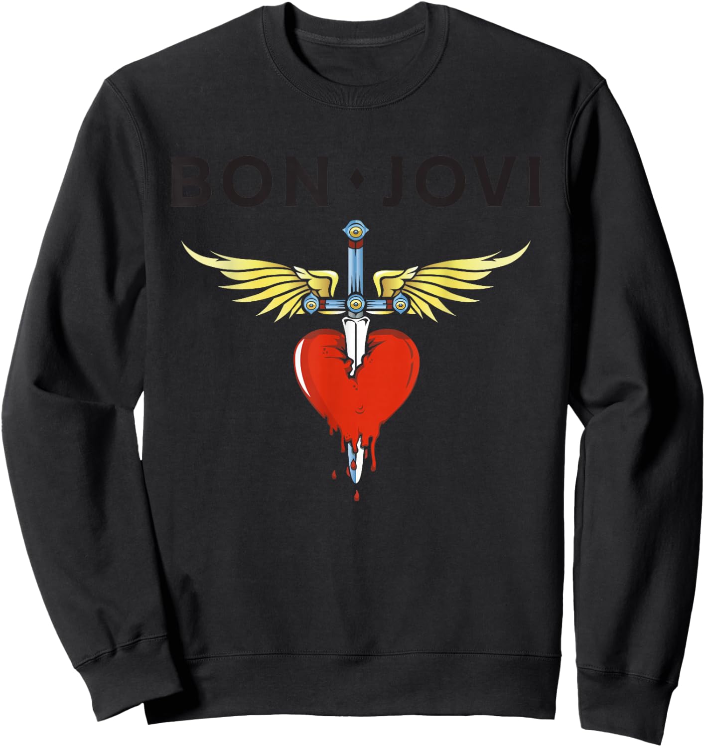 Official Bon Jovi Heart Shaped Dagger , grey, S Sweatshirt - Sweatshirt | Black