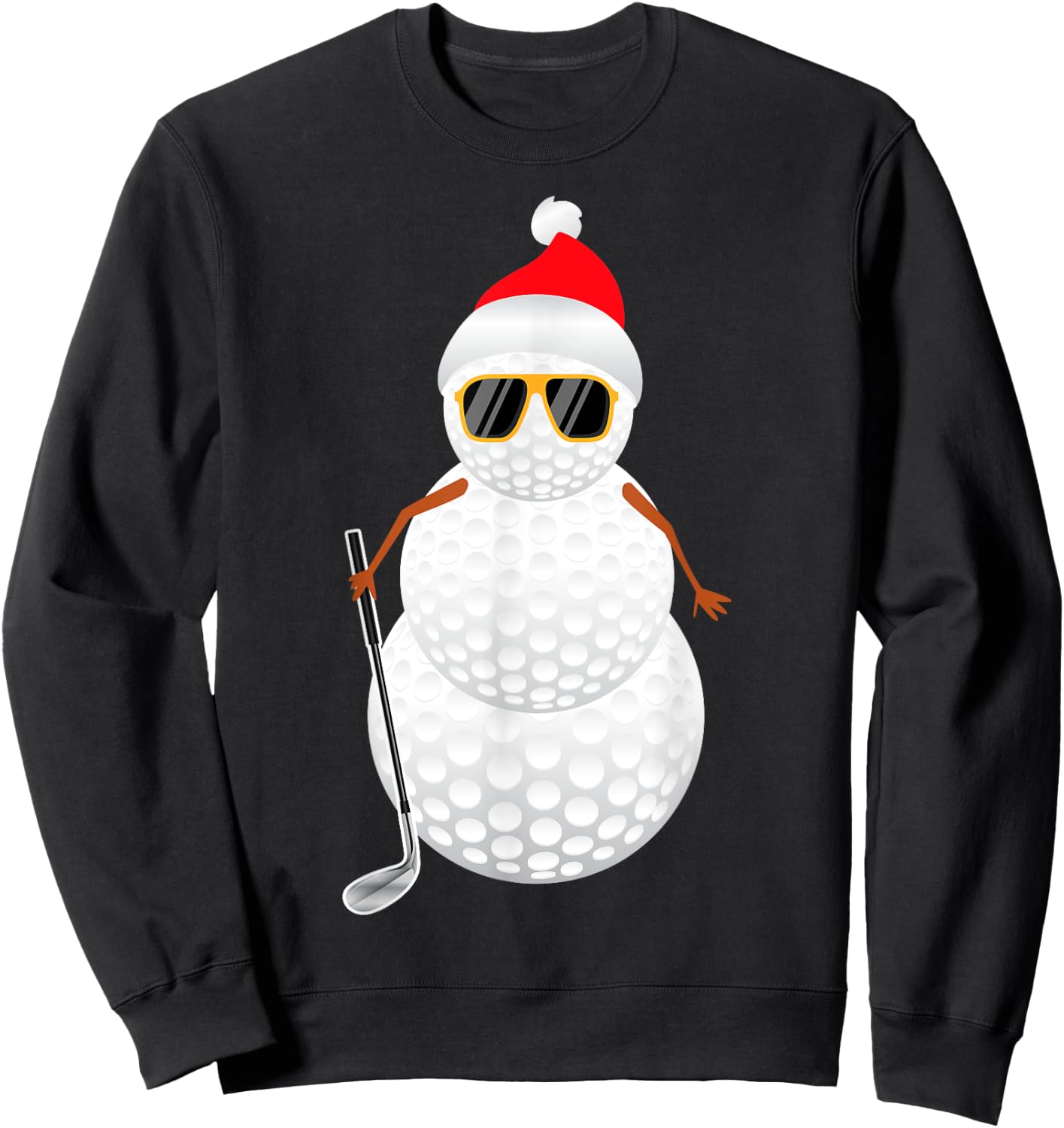 Santa Snowman Golf Ball Christmas Golfer Gift Sweatshirt - Sweatshirt | Black