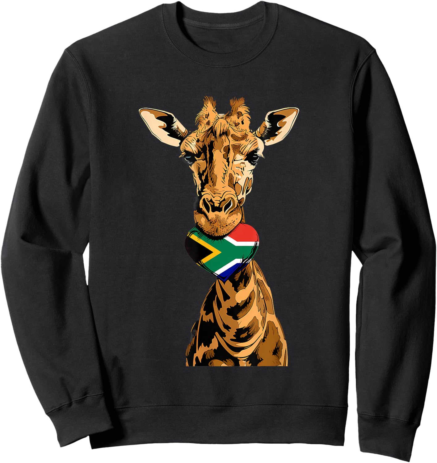 South Africa Flag Giraffe South African Roots Heart Sweatshirt - Sweatshirt | Black