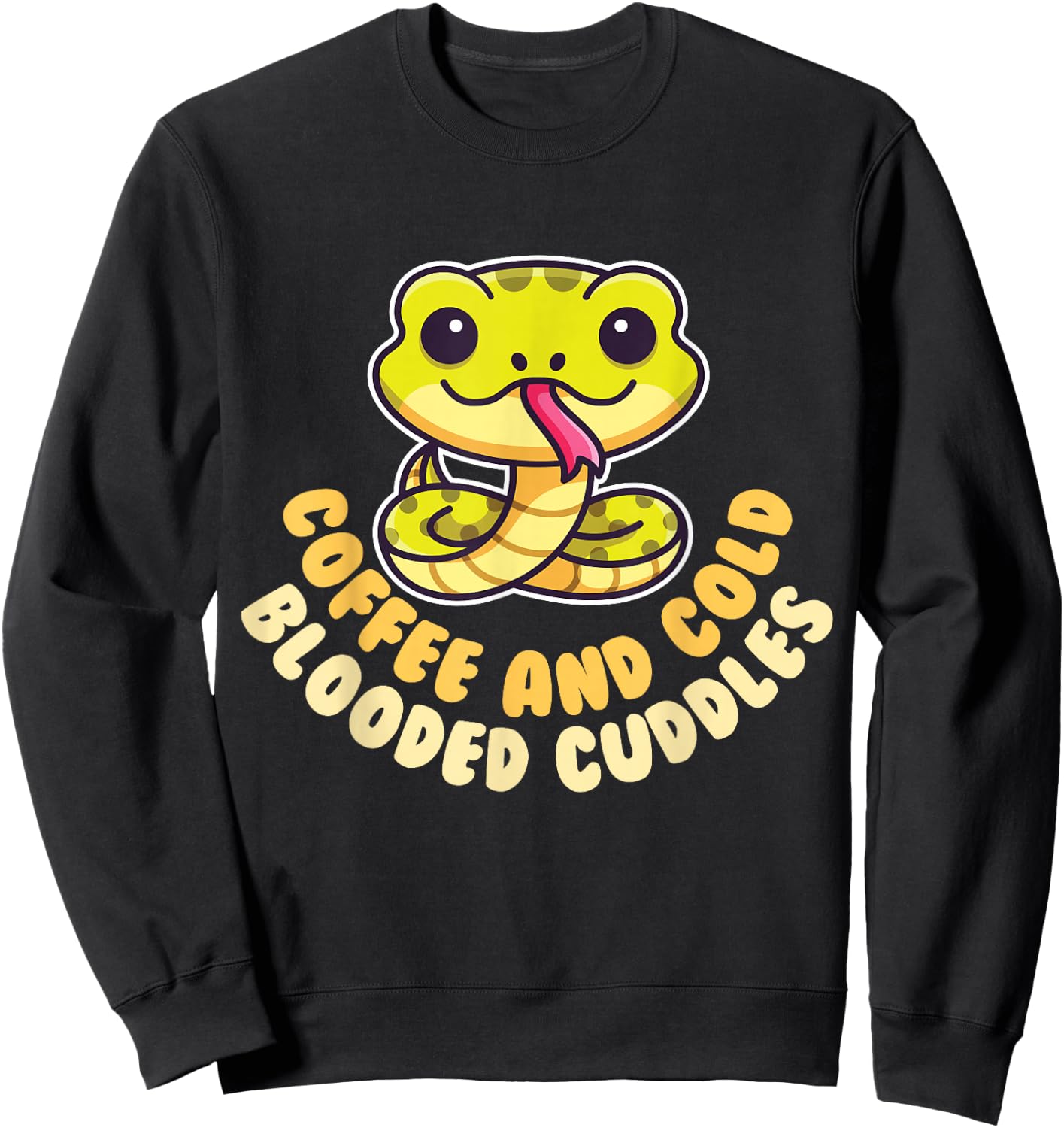 Cute Snake Coffee and Cold Blooded Cuddles Reptile Sweatshirt - Sweatshirt | Black