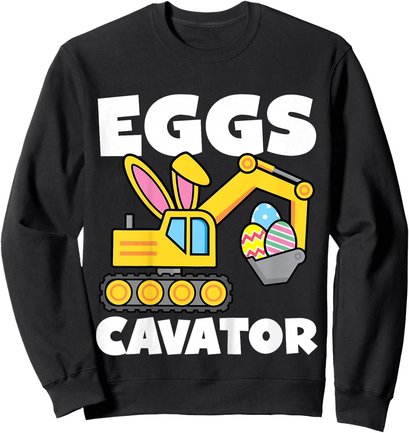 Kids Eggs Cavator Easter Egg Hunt Basket Excavator Boys Toddler Sweatshirt - Sweatshirt | Black