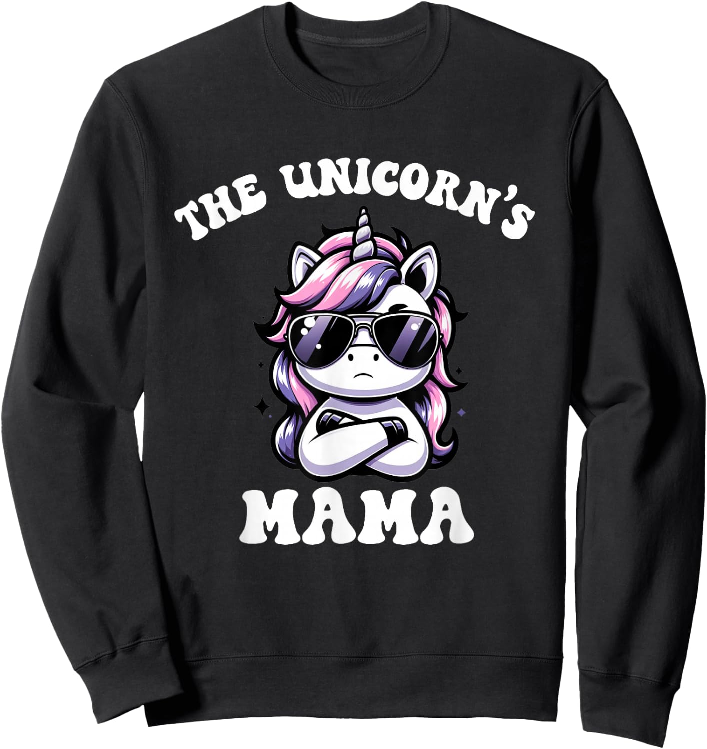 Cute Kawaii Unicorn Birthday Mama Mom Sweatshirt - Sweatshirt | Black
