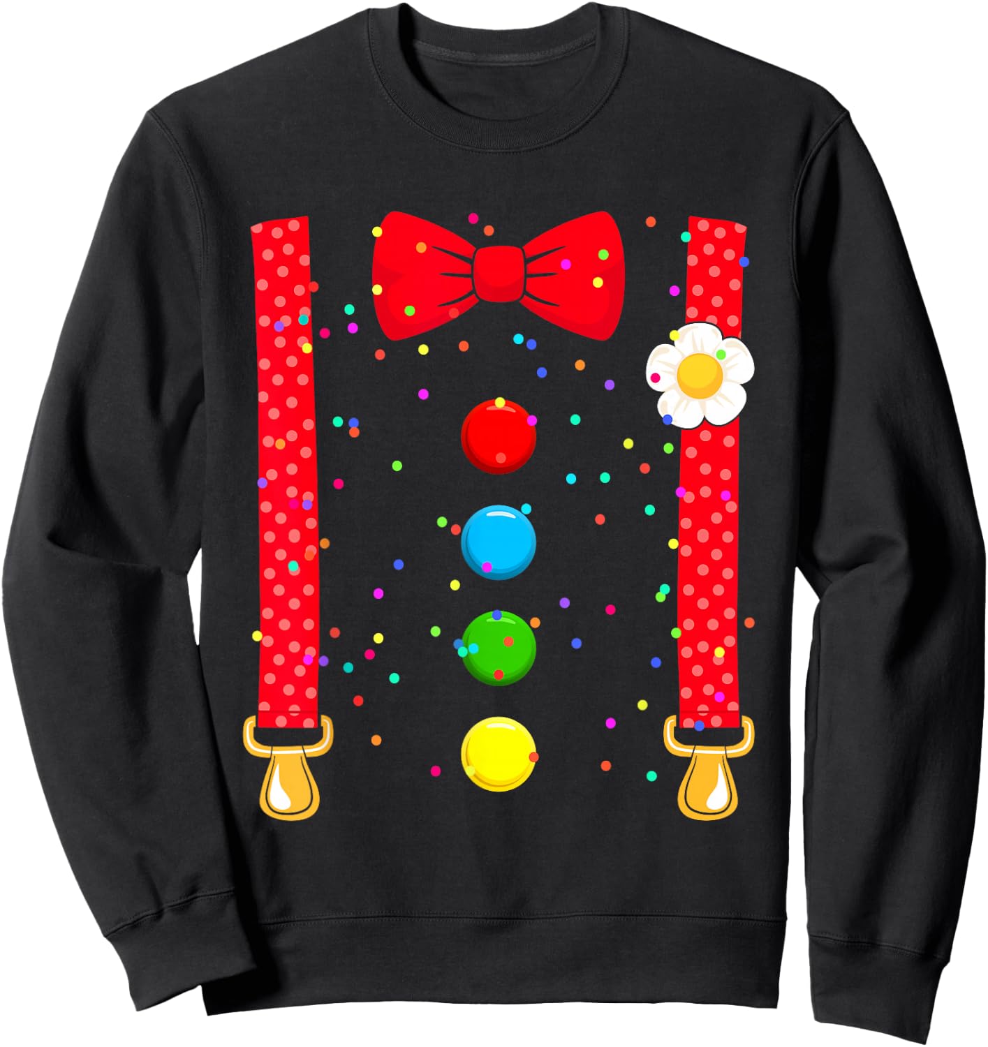 Clown Costume with Braces Bow Tie for Carnival Fancy Dress , black Sweatshirt - Sweatshirt | Black