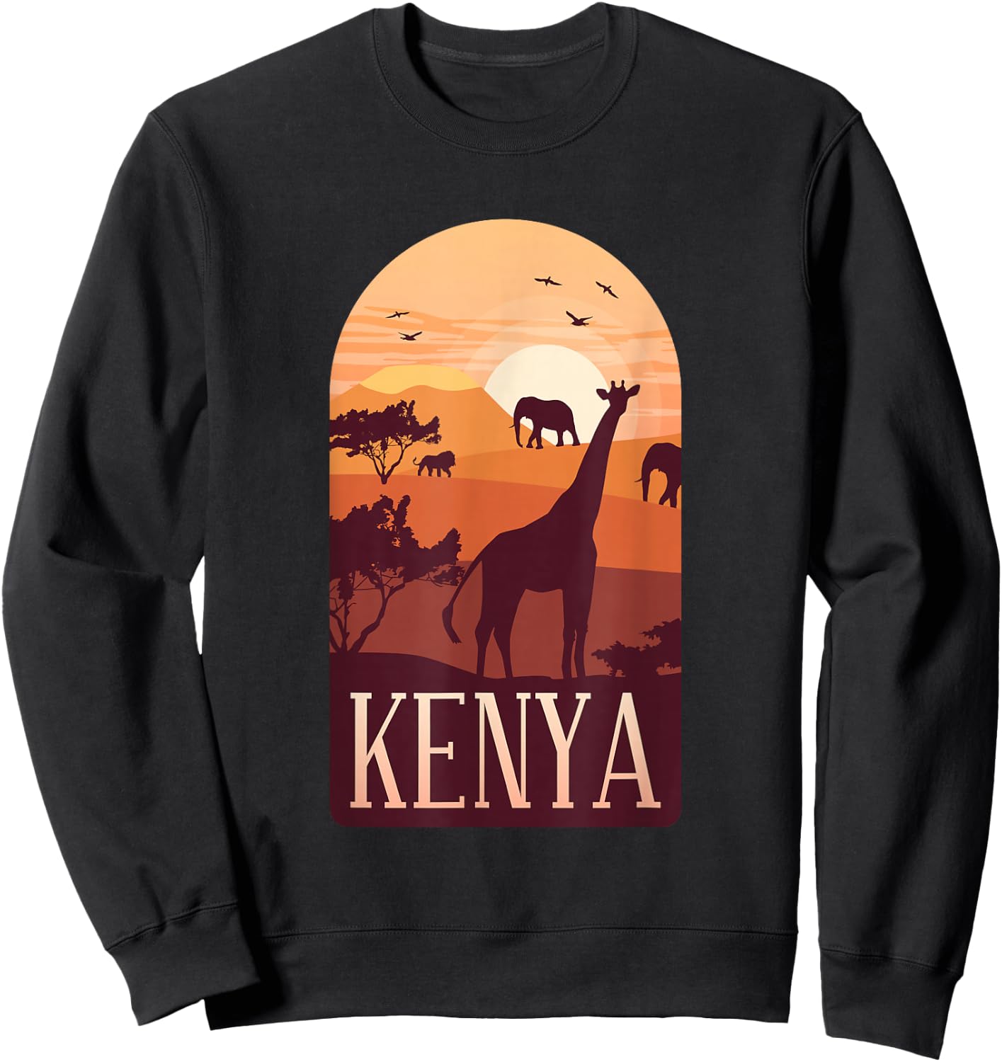 Kenya Africa Giraffe Elephant Lion African Animals Sweatshirt - Sweatshirt | Black