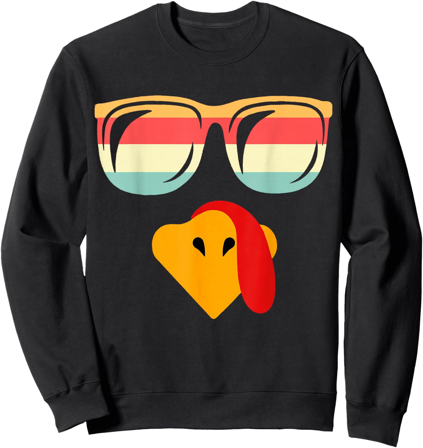 Cool Turkey Face With Sunglasses Funny Thanksgiving For Boys Sweatshirt - Sweatshirt | Black