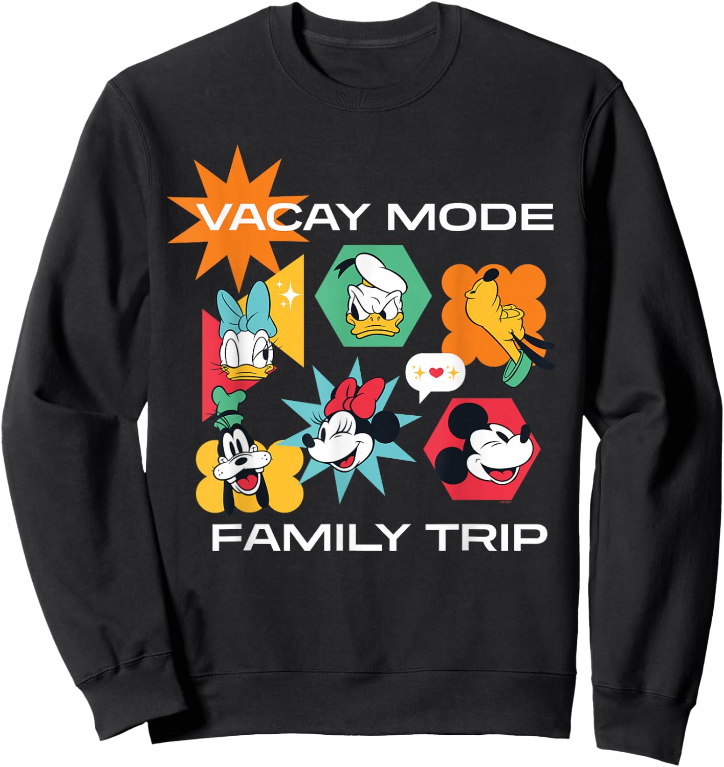 Disney Mickey & Friends Vacay Mode Family Trip Vacation Sweatshirt - Sweatshirt | Black