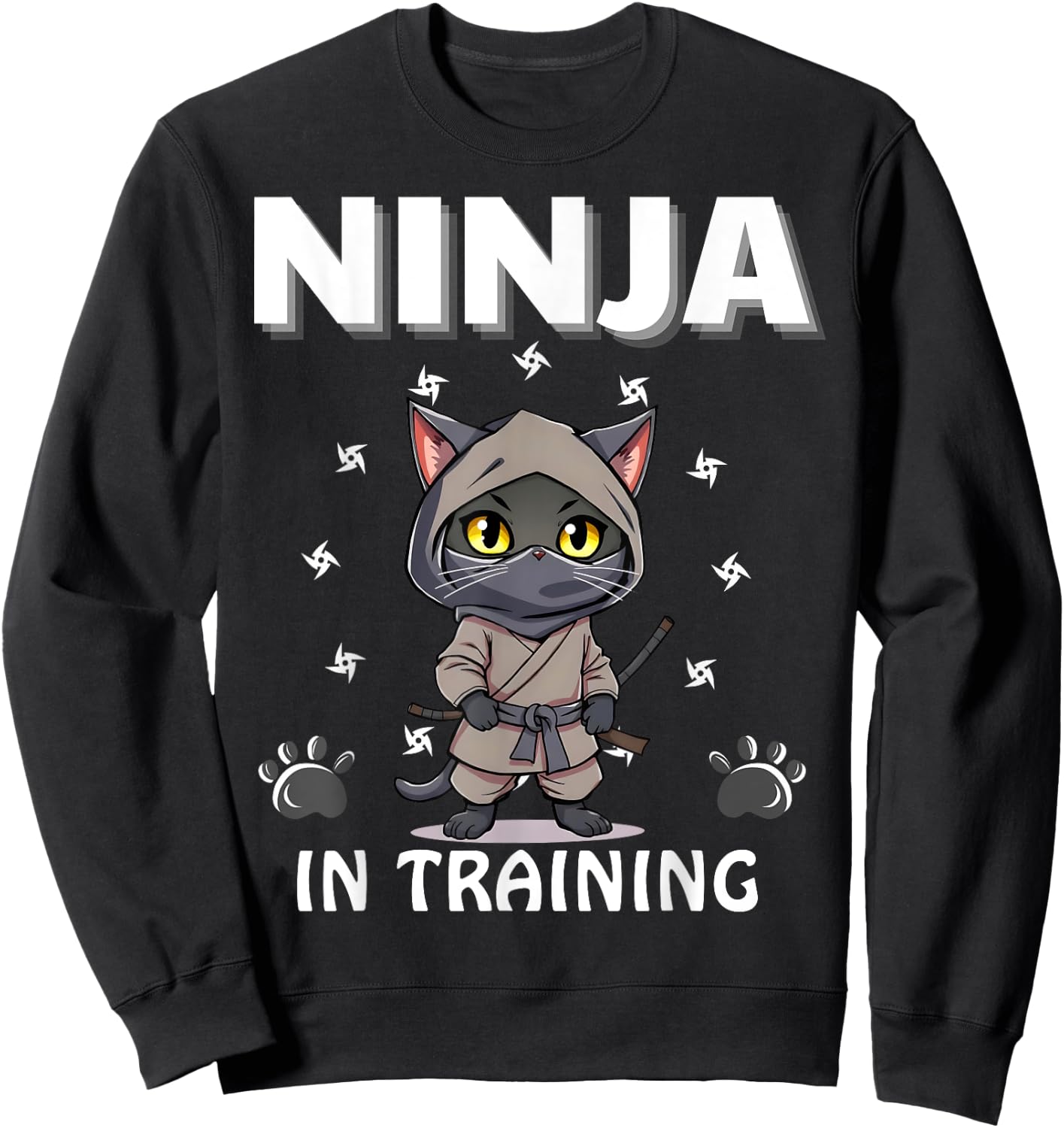 Ninja In Training Cute Cat Funny Birthday Ninjas Boys Girls Sweatshirt - Sweatshirt | Black