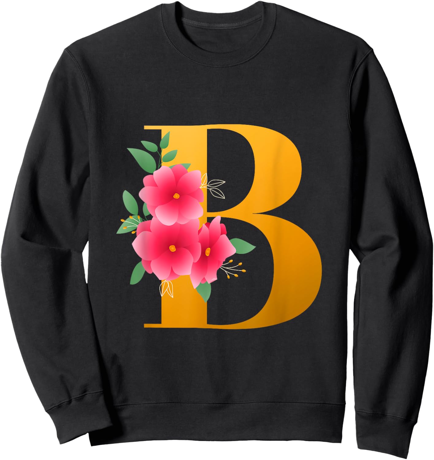 Floral B Alphabet Cute Initial Monogram Letter B Graphic Sweatshirt - Sweatshirt | Black