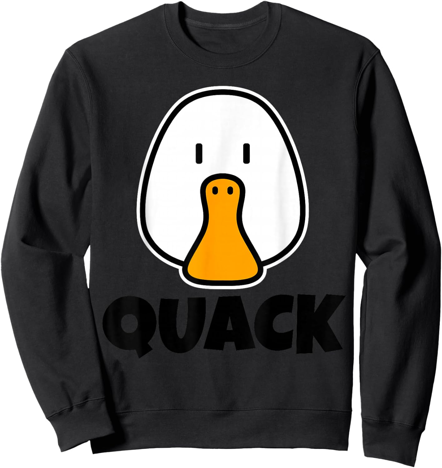 QUACK Cute Childrens Ducks Design for Kids Cartoon Duck Face Sweatshirt - Sweatshirt | Black