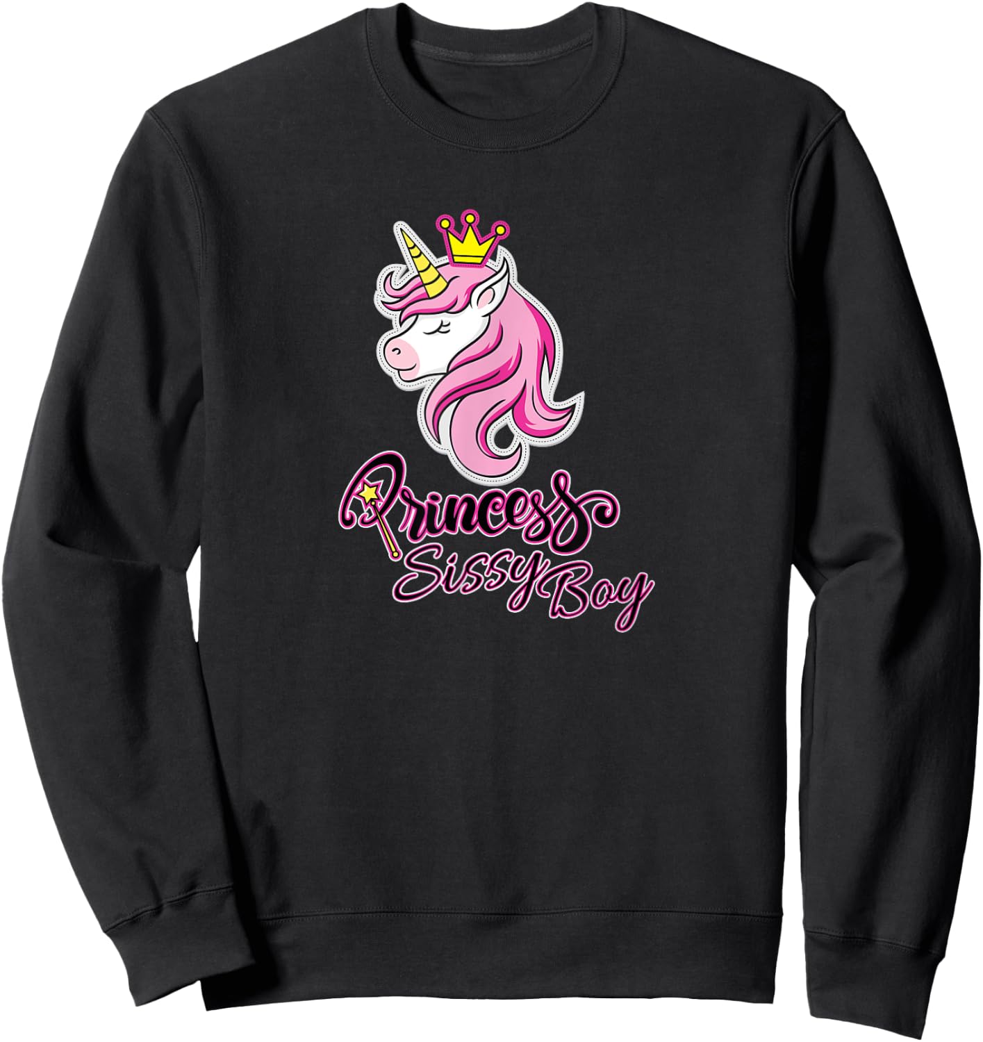 PRINCESS SISSY BOY - Princess Unicorn Design Sweatshirt - Sweatshirt | Black