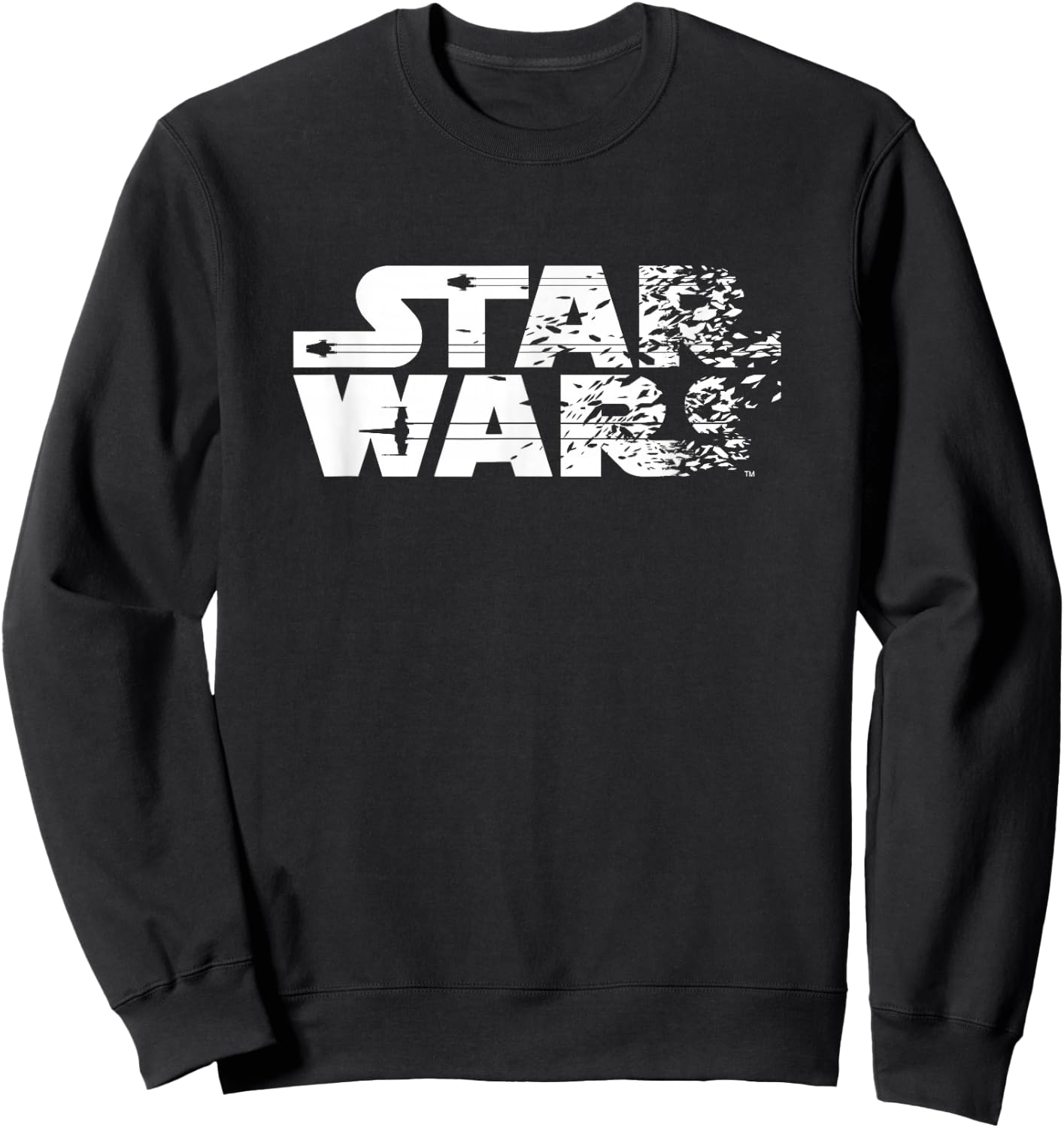 Star Wars Ship Shattered Logo White Sweatshirt - Sweatshirt | Black