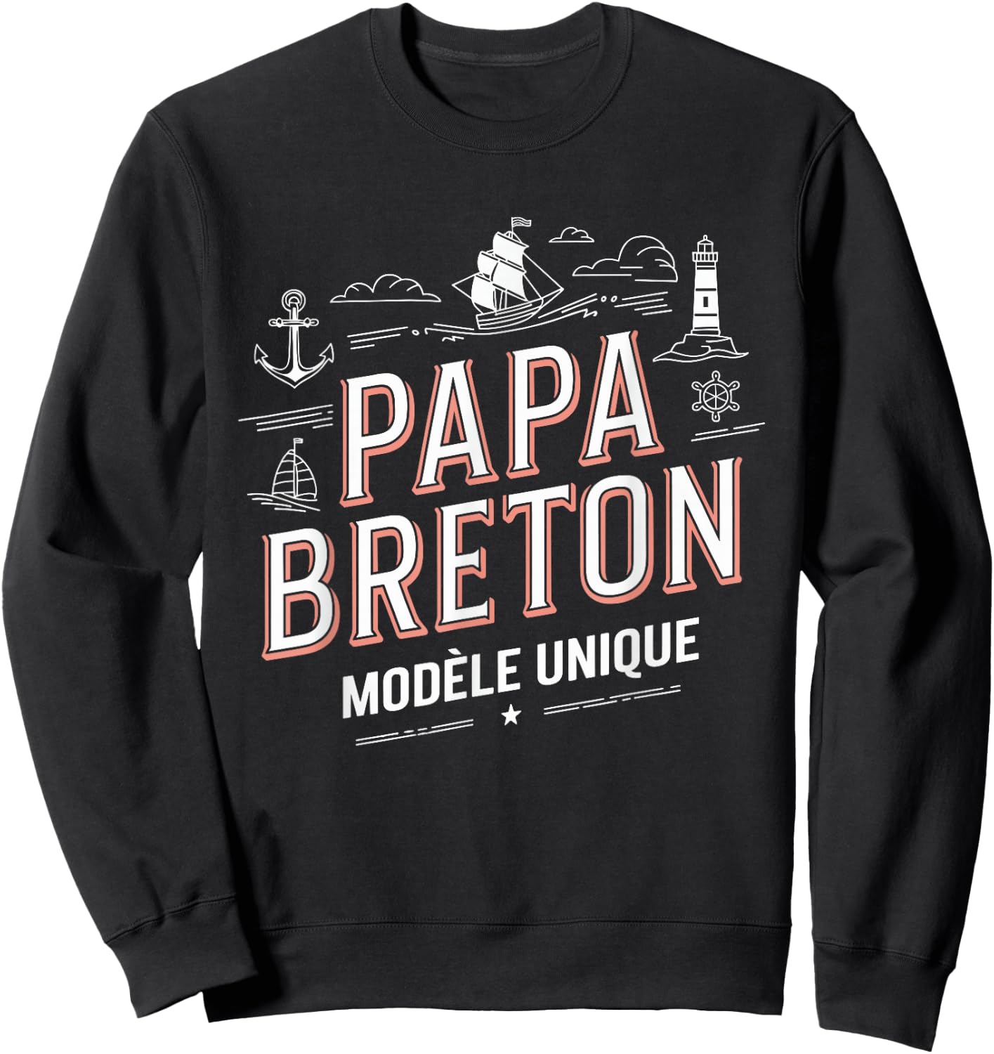 Papa Breton Unique Model Father's Day Gift Sweatshirt - Sweatshirt | Black