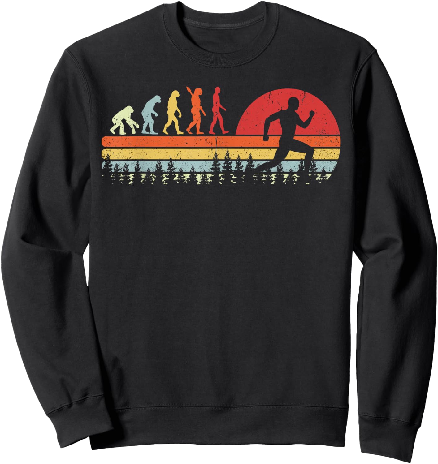 Vintage Retro Running Human Evolution Gift Runner Men Women Sweatshirt - Sweatshirt | Black