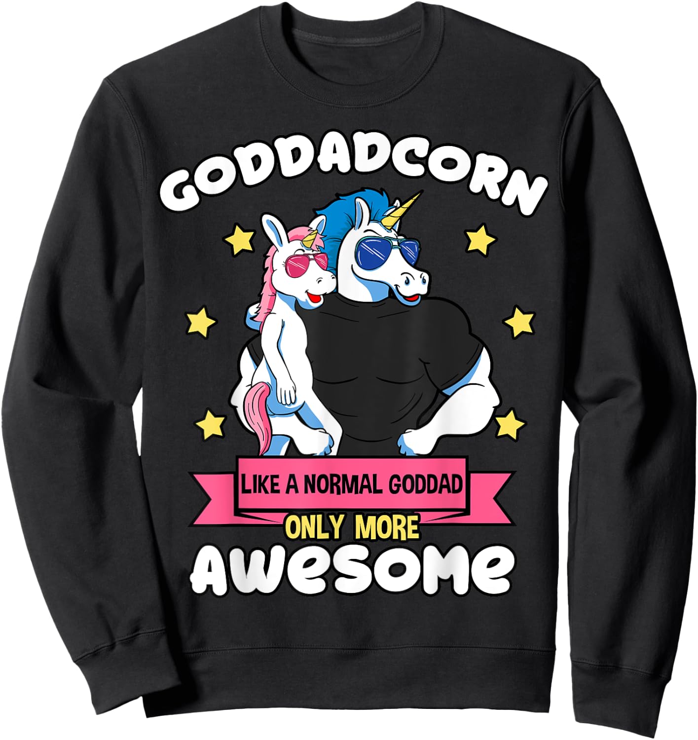 Goddadcorn 1 Kid Father's Day Goddad Unicorn Goddaughter Sweatshirt - Sweatshirt | Black