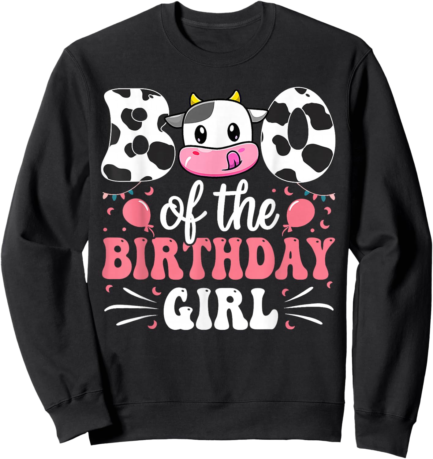 Brother Of The Birthday Girl Cow Family Matching 1st Sweatshirt - Sweatshirt | Black