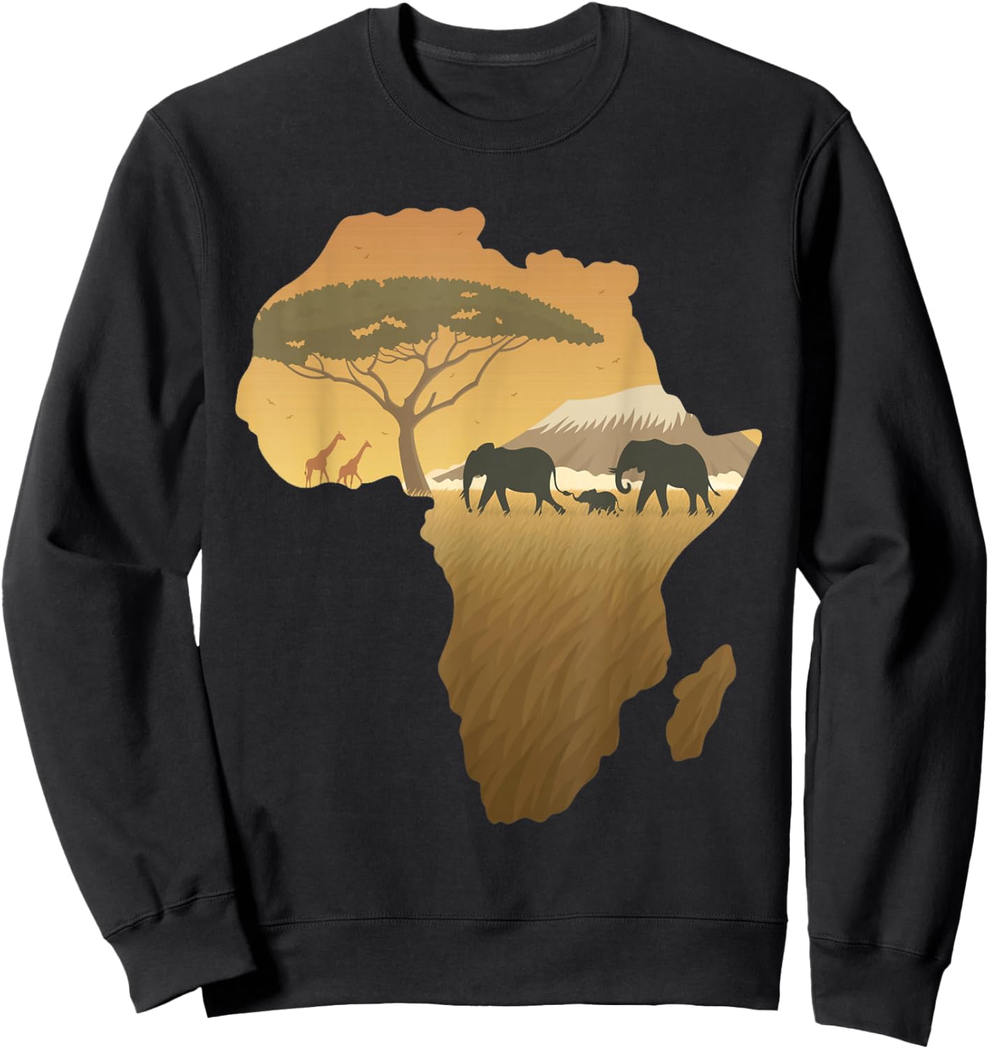 Africa Elephant Map Dad South Animal Big Five Safari Sweatshirt - Sweatshirt | Black