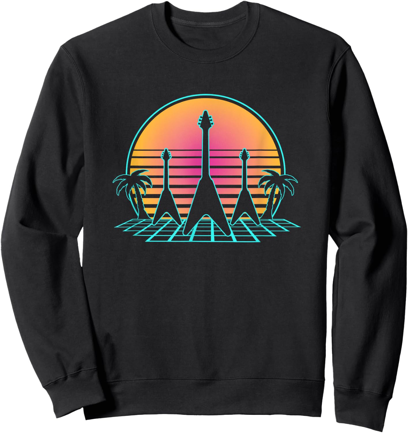Guitar Flying V Rock Guitarist Heavy Band Music Gift Solo Sweatshirt - Sweatshirt | Black