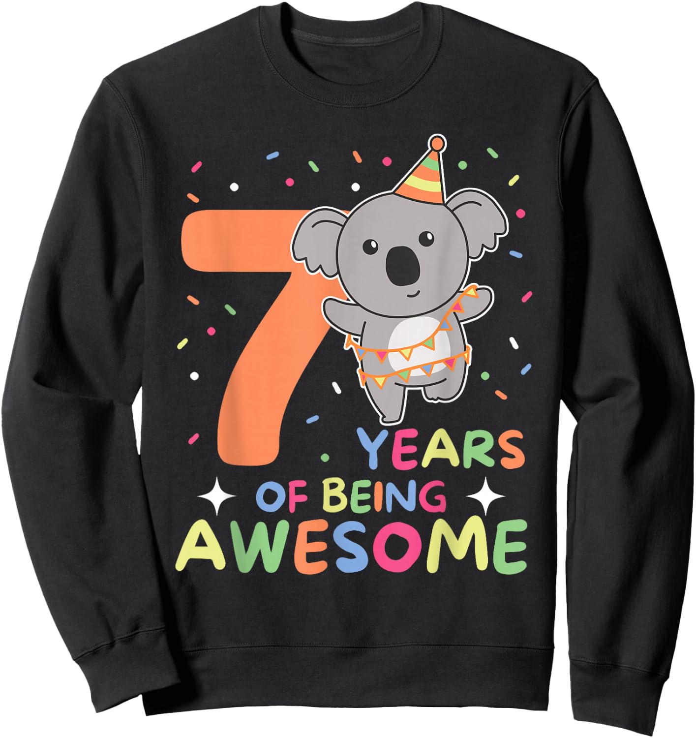 Koala For 7th Birthday Kids Seven Year Old Koala Sweatshirt - Sweatshirt | Black
