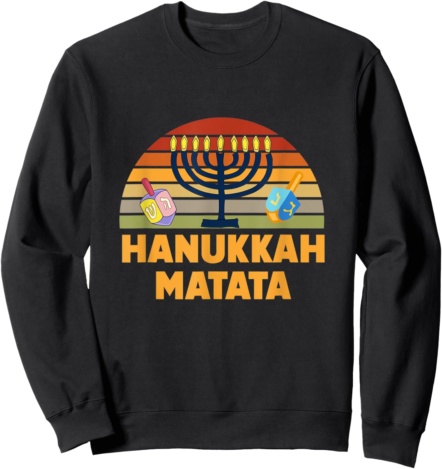 Hanukkah Matata Menorah Lights Latkes Dreidel Jewish Matzo Sweatshirt - Sweatshirt | Black