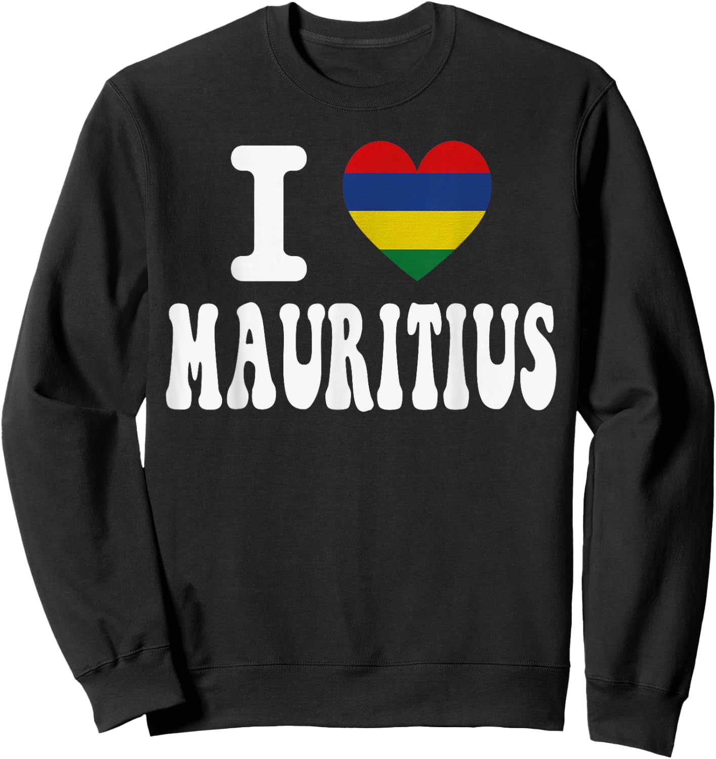 I Love Mauritius Herz-Flagge, Retro, Reise-Souvenir Sweatshirt - Sweatshirt | Black