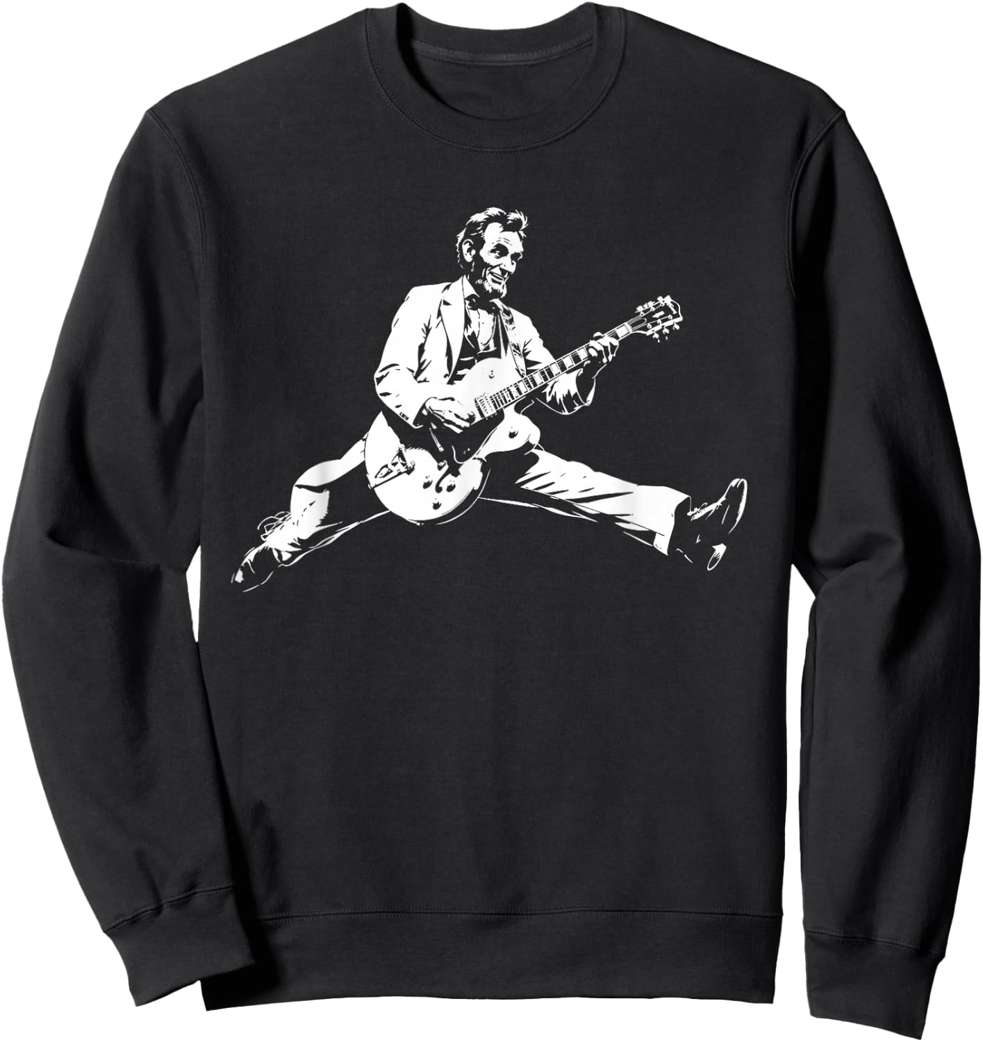 Classic US President Abraham Lincoln Playing Rock Guitar Sweatshirt - Sweatshirt | Black