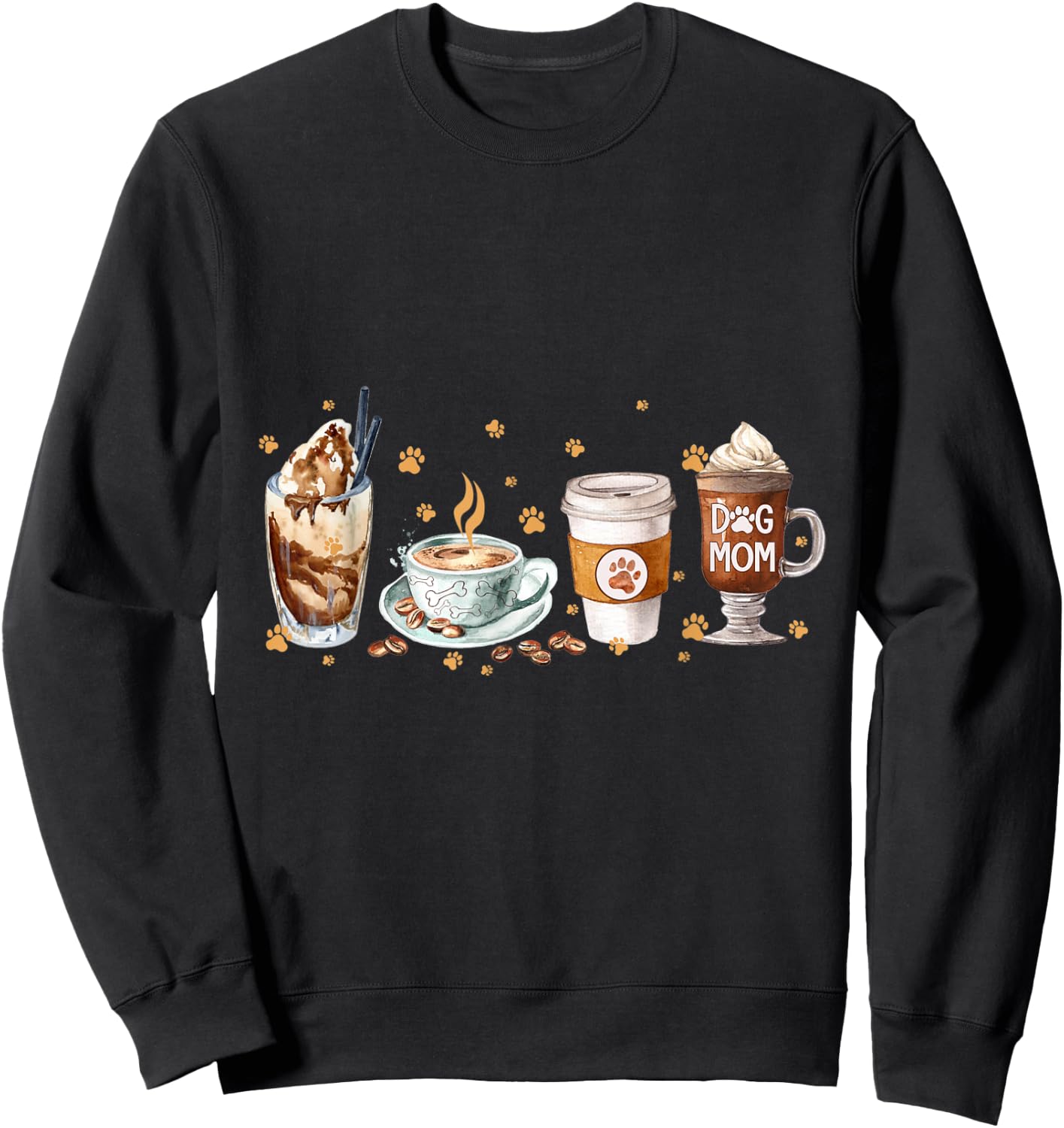 Coffee And Dog Mom Happy Mother's Day Dog Mom Sweatshirt - Sweatshirt | Black