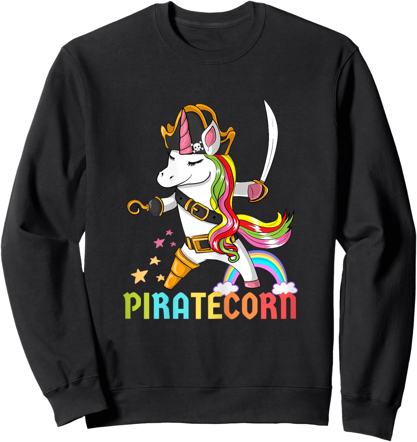 PirateCorn Unicorn Pirate Sweatshirt - Sweatshirt | Black