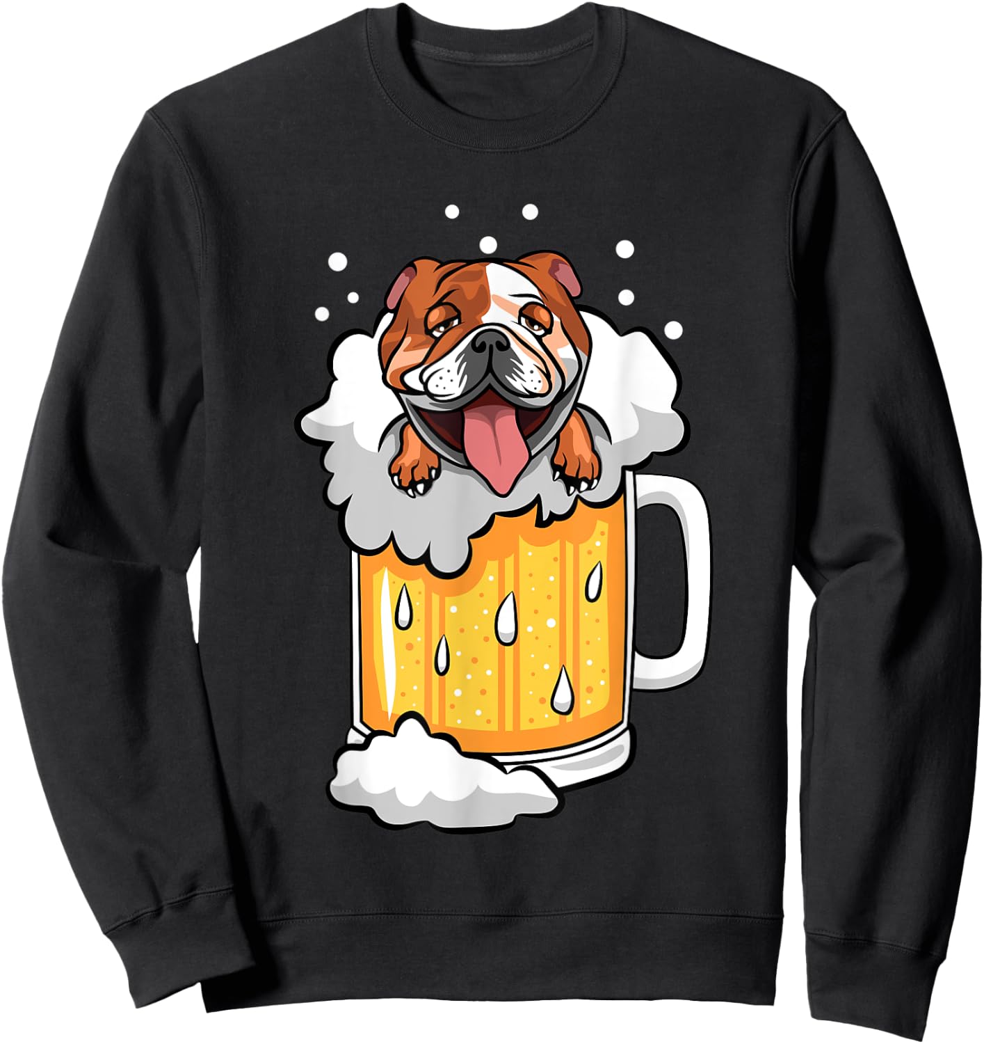 Funny English Bulldog drunk in Beer Sweatshirt - Sweatshirt | Black