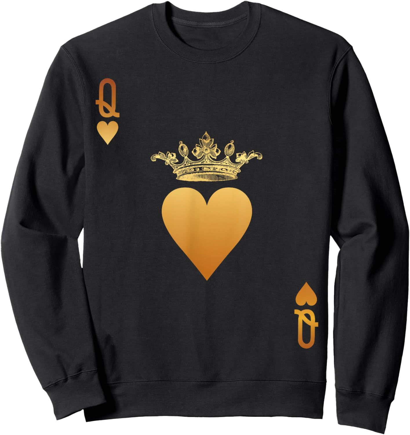 Queen of Hearts Vintage Crown Engraving Card Sweatshirt - Sweatshirt | Black