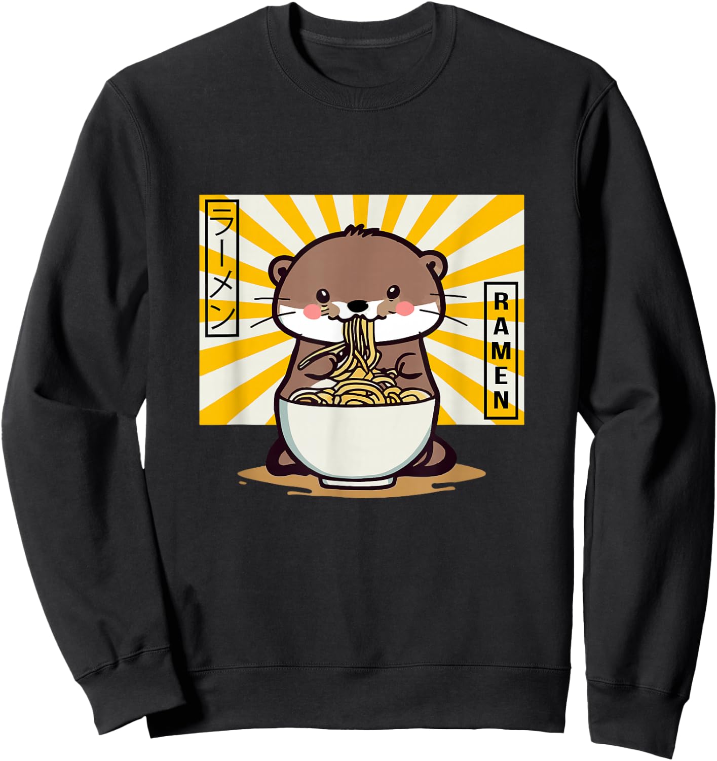 Otter Eating Ramen Sweatshirt - Sweatshirt | Black