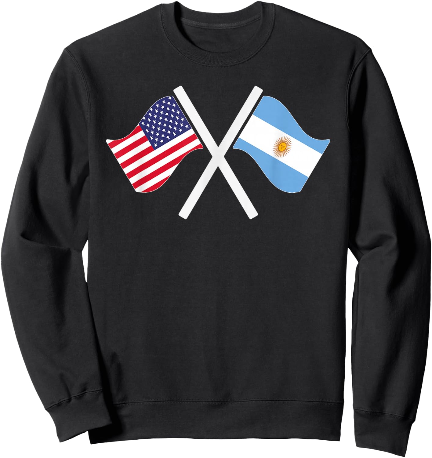 USA and Argentina Crossed Flags Dual Roots Sweatshirt - Sweatshirt | Black
