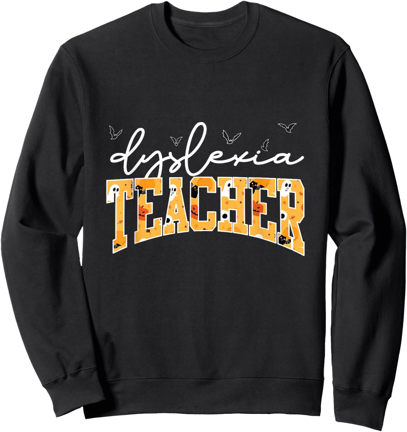 Retro Dyslexia Teacher Halloween Dyslexic Reading Therapy Sweatshirt - Sweatshirt | Black