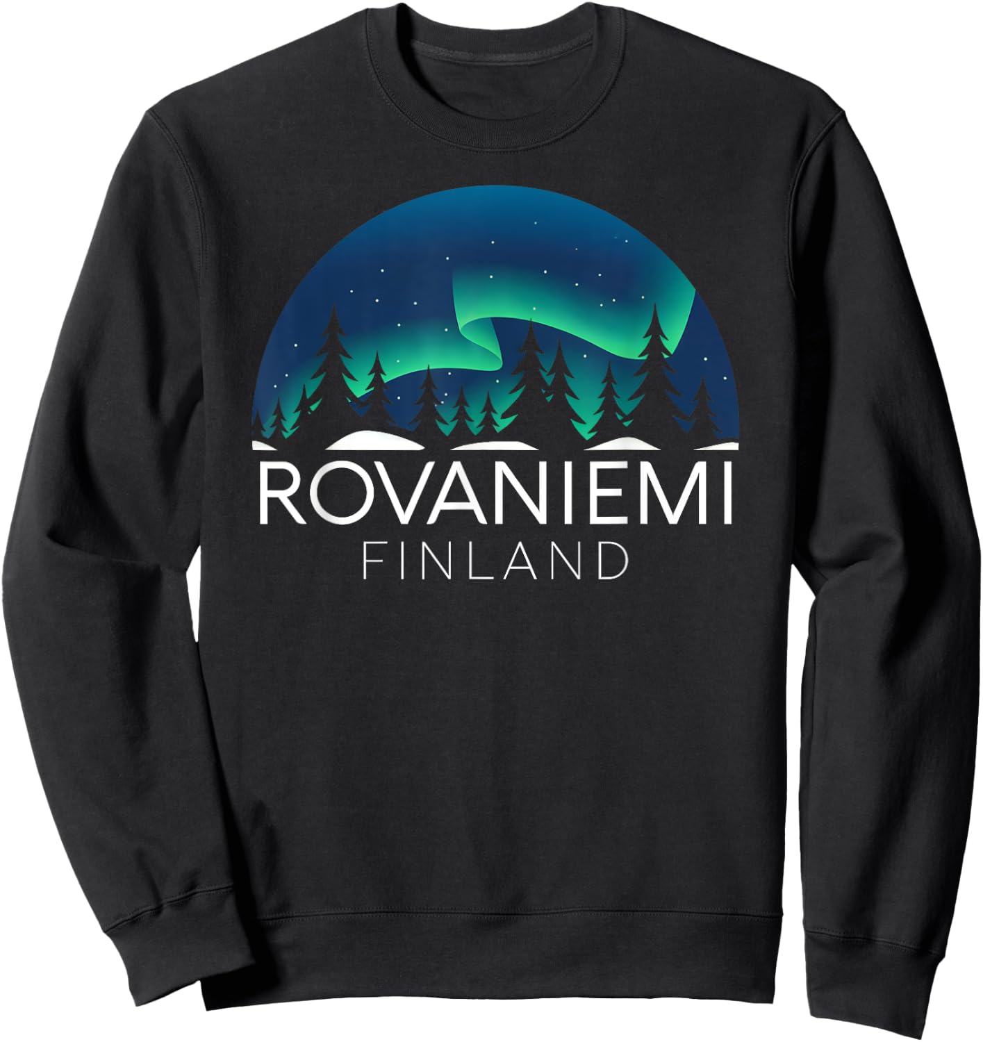 Rovaniemi Finland Northern Lights Arctic Aurora Borealis Sweatshirt - Sweatshirt | Black