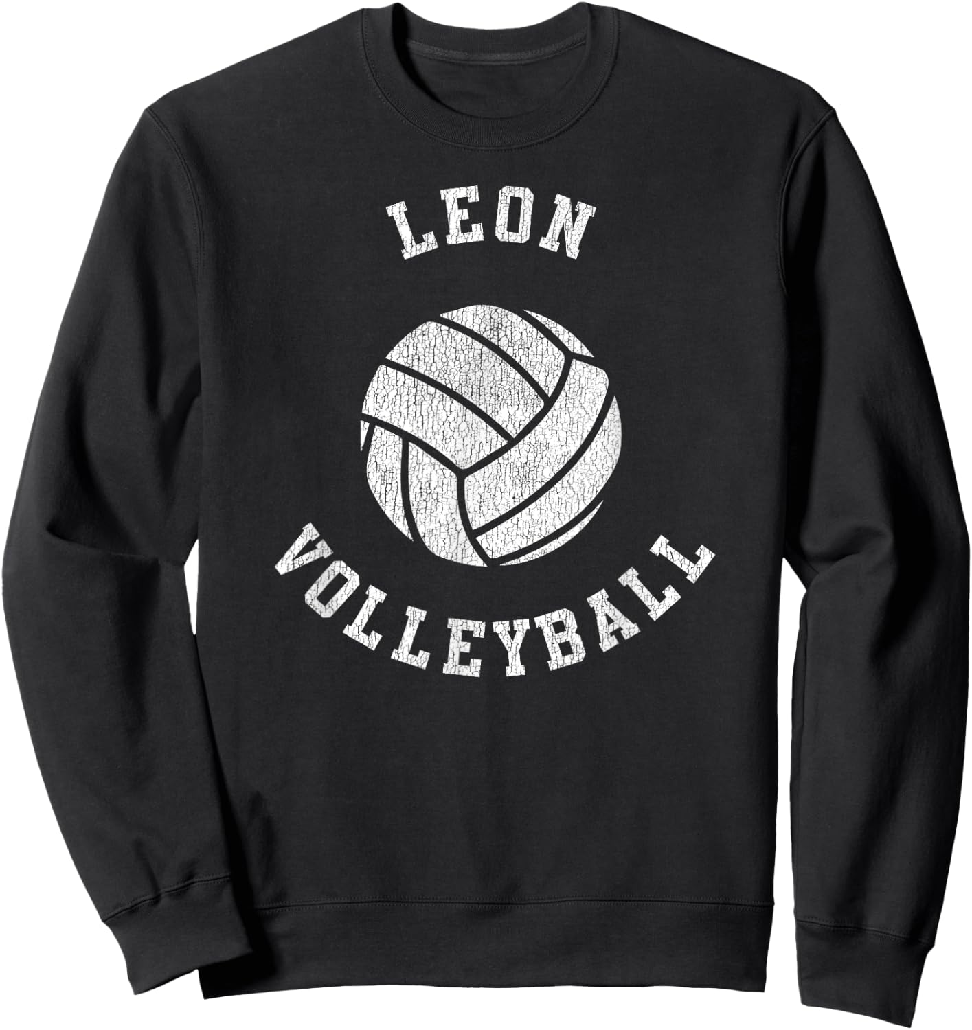 Leon Volleyball Retro Distressed Team VB Graphic Sweatshirt - Sweatshirt | Black