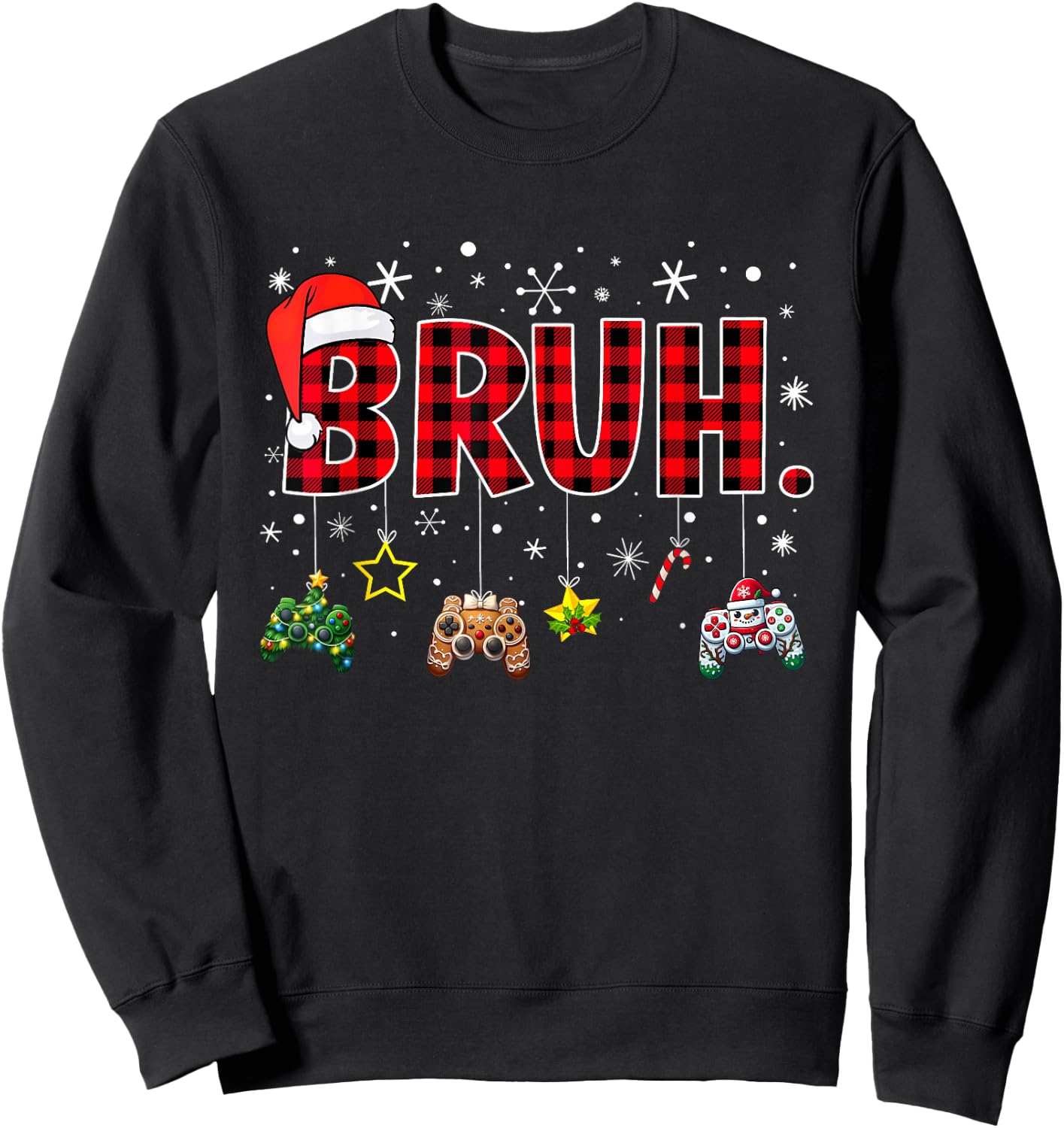 Christmas Bruh Gamer Controller Xmas Gaming Boys Kids Youth Sweatshirt - Sweatshirt | Black