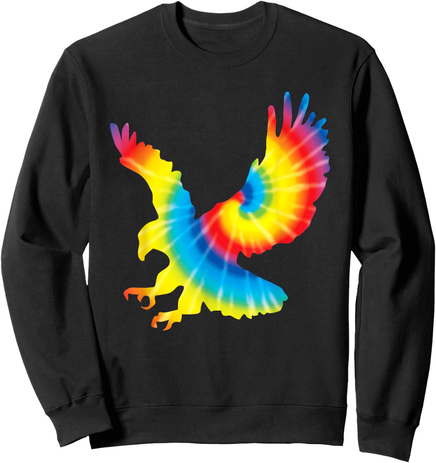 Tie Dye Eagle Rainbow Print Hawk Animal Hippie Peace Gift Sweatshirt - Sweatshirt | Black