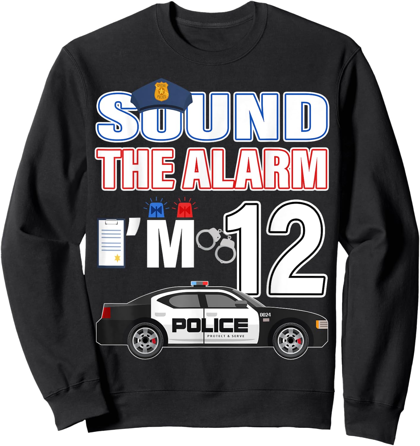 Police Car 12th Birthday Boy 12 year old Policeman Officer Sweatshirt - Sweatshirt | Black