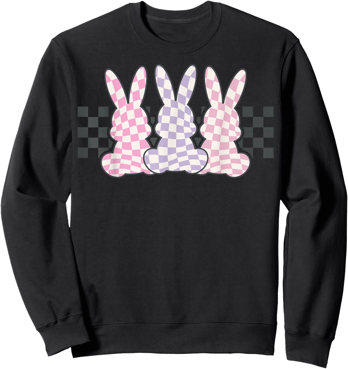 Checkerboard Easter Bunny for Tween Boys Girls Teens Sweatshirt - Sweatshirt | Black