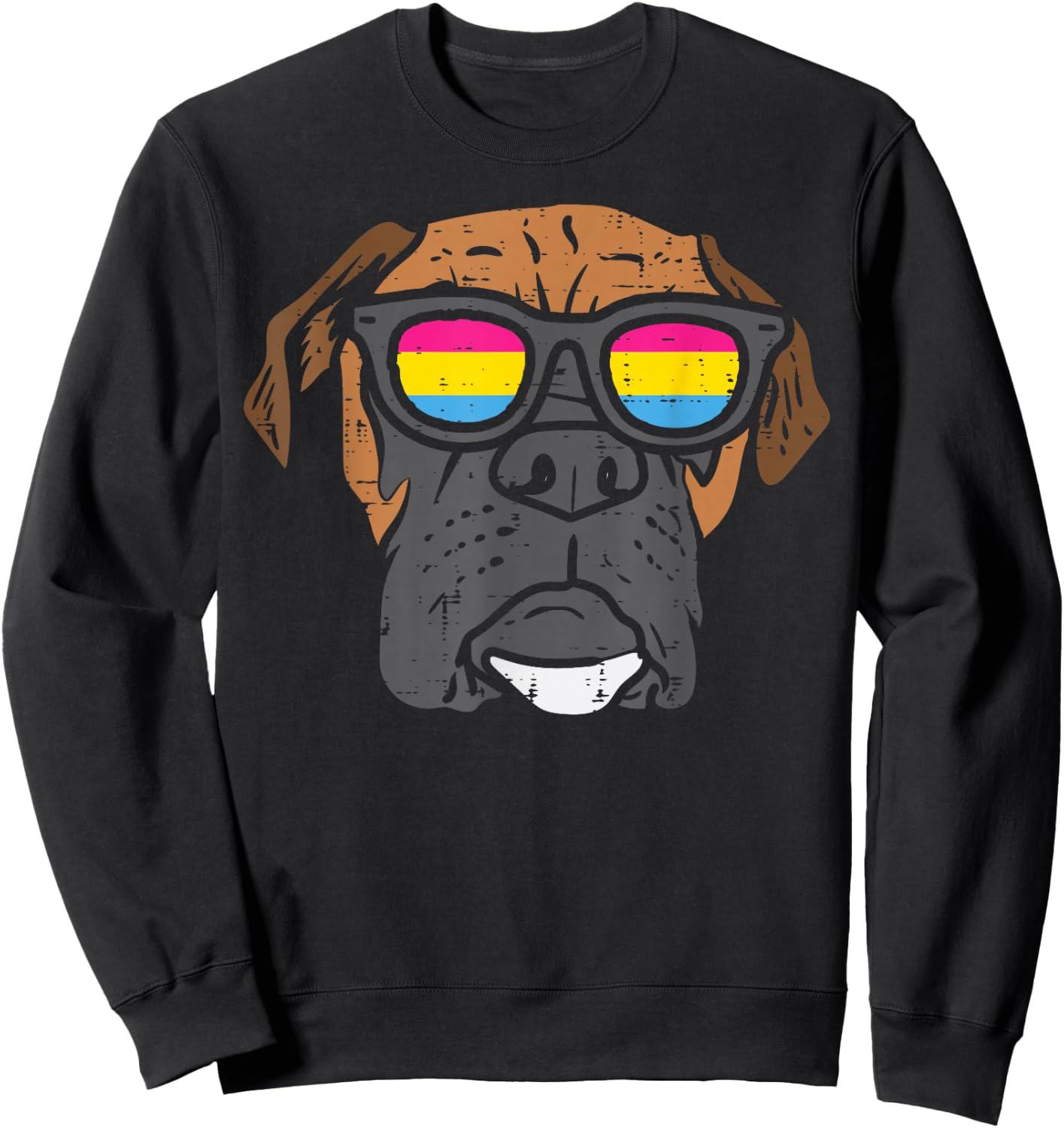 Boxer Dog Pansexual Sunglasses Cute Pan Pride Flag Men Women Sweatshirt - Sweatshirt | Black