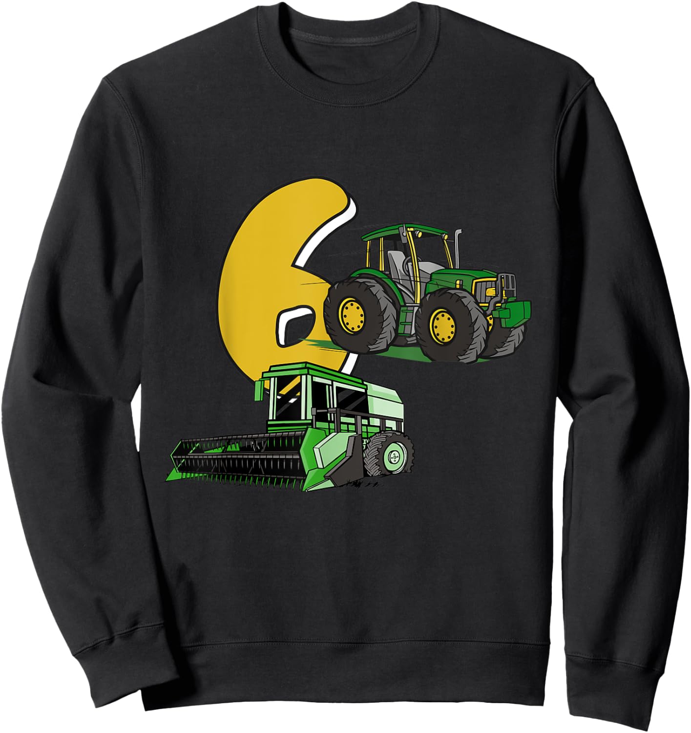 6. Geburtstag Junge, Traktor & Mähdrescher Motiv, Kinder Sweatshirt - Sweatshirt | Black