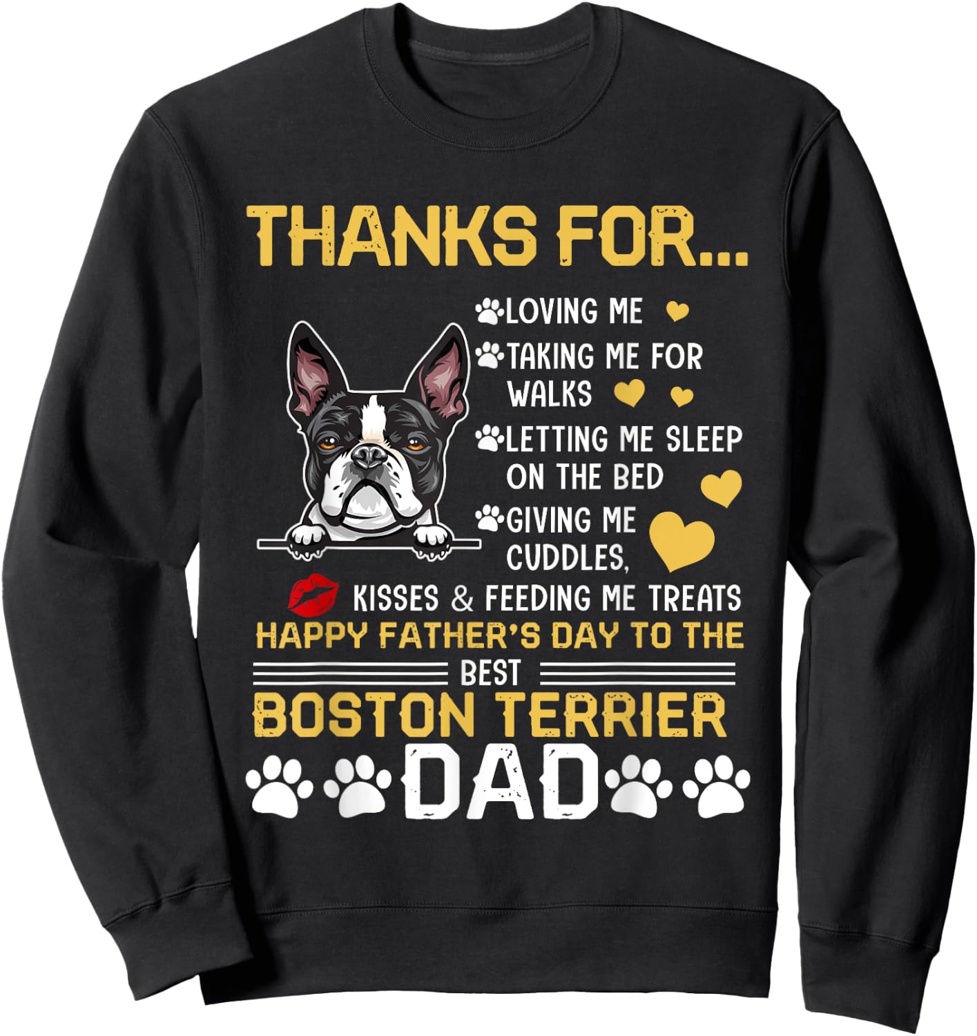 Best Boston Terrier Dog Dad Lover Happy Father's Day Sweatshirt - Sweatshirt | Black