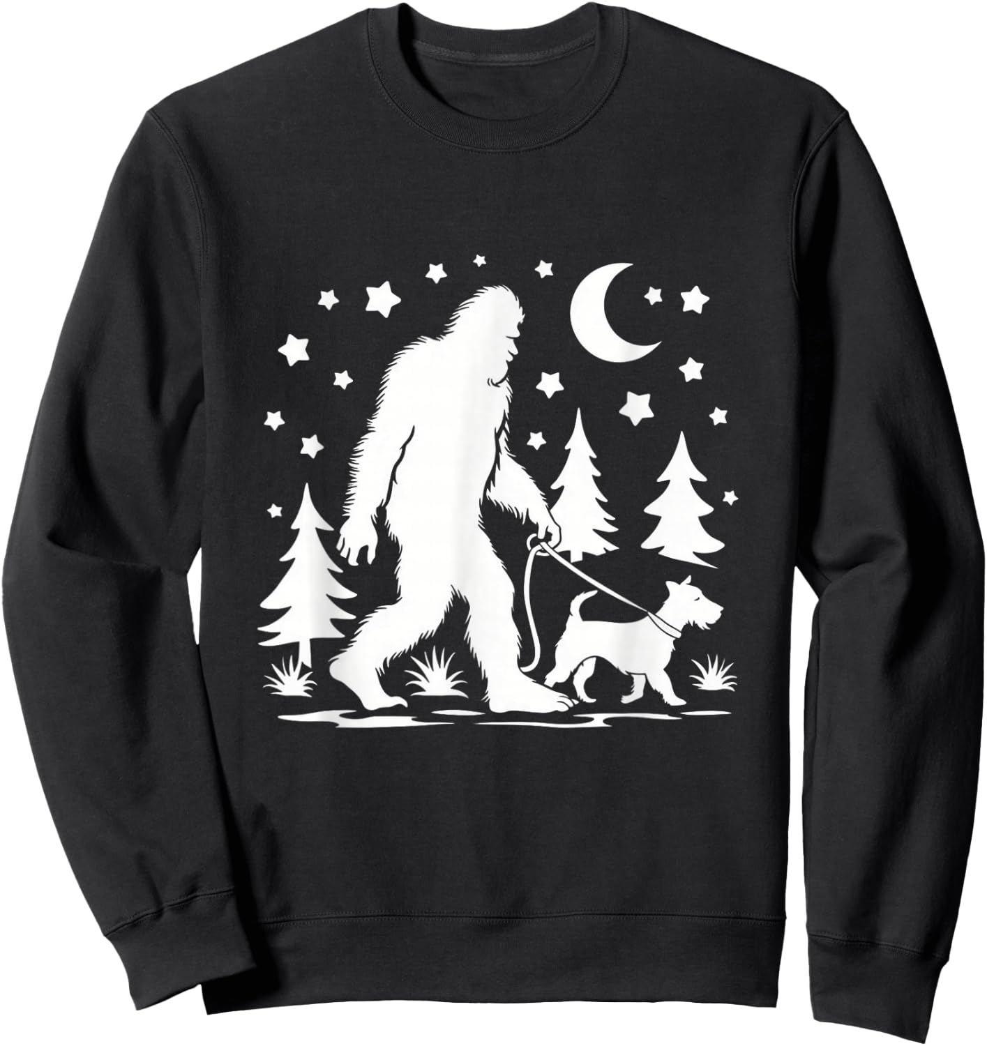 Bigfoot Walking With Jack Russell Terrier Sasquatch & Dog Sweatshirt - Sweatshirt | Black