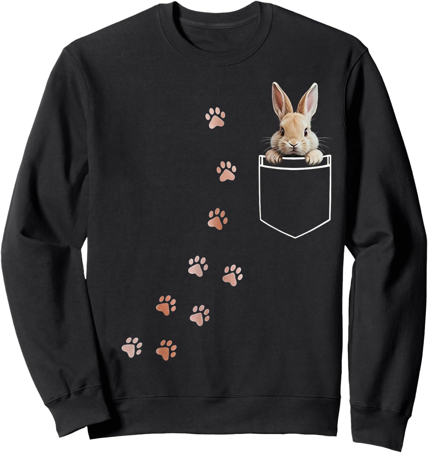 Funny Rabbit in Pocket Shirt Rabbit Lover Kids Sweatshirt - Sweatshirt | Black