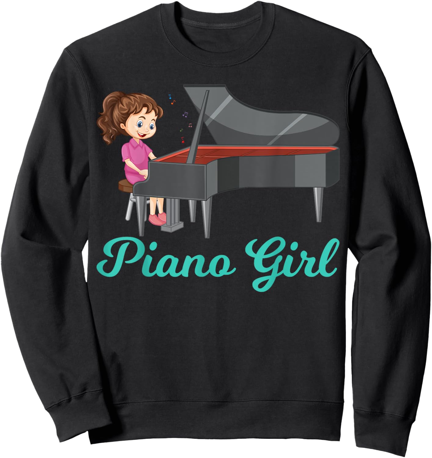 Girl Playing Piano Music Music Notes Pianist Piano Girl Sweatshirt - Sweatshirt | Black