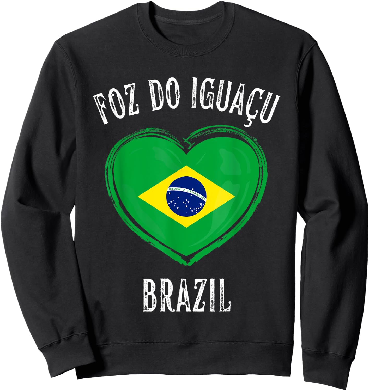 Brazil Flag Heart Foz Do Iguacu City Sweatshirt - Sweatshirt | Black