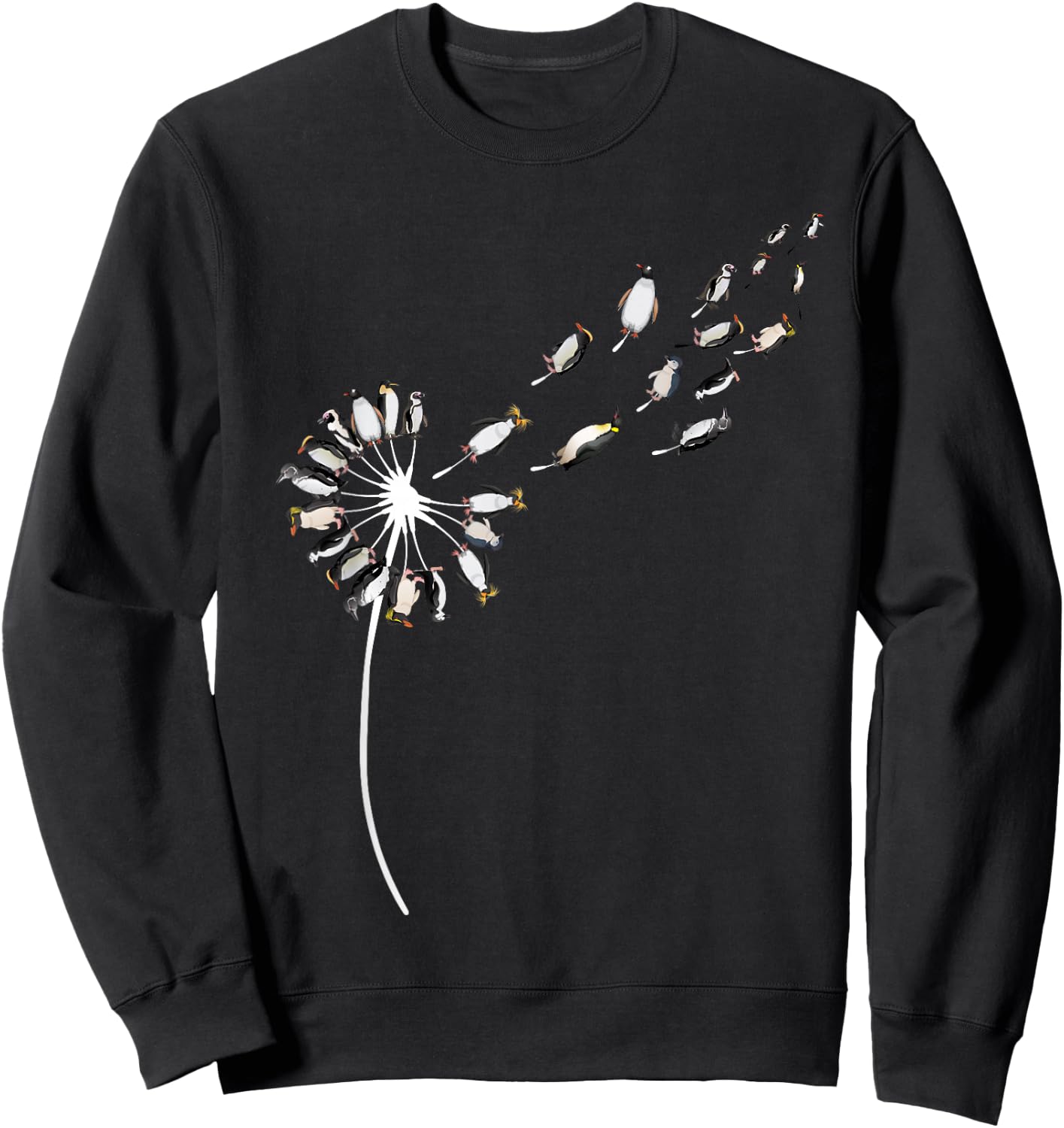 Dandelion Penguins for Penguin Lover | Penguin Sweatshirt - Sweatshirt | Black