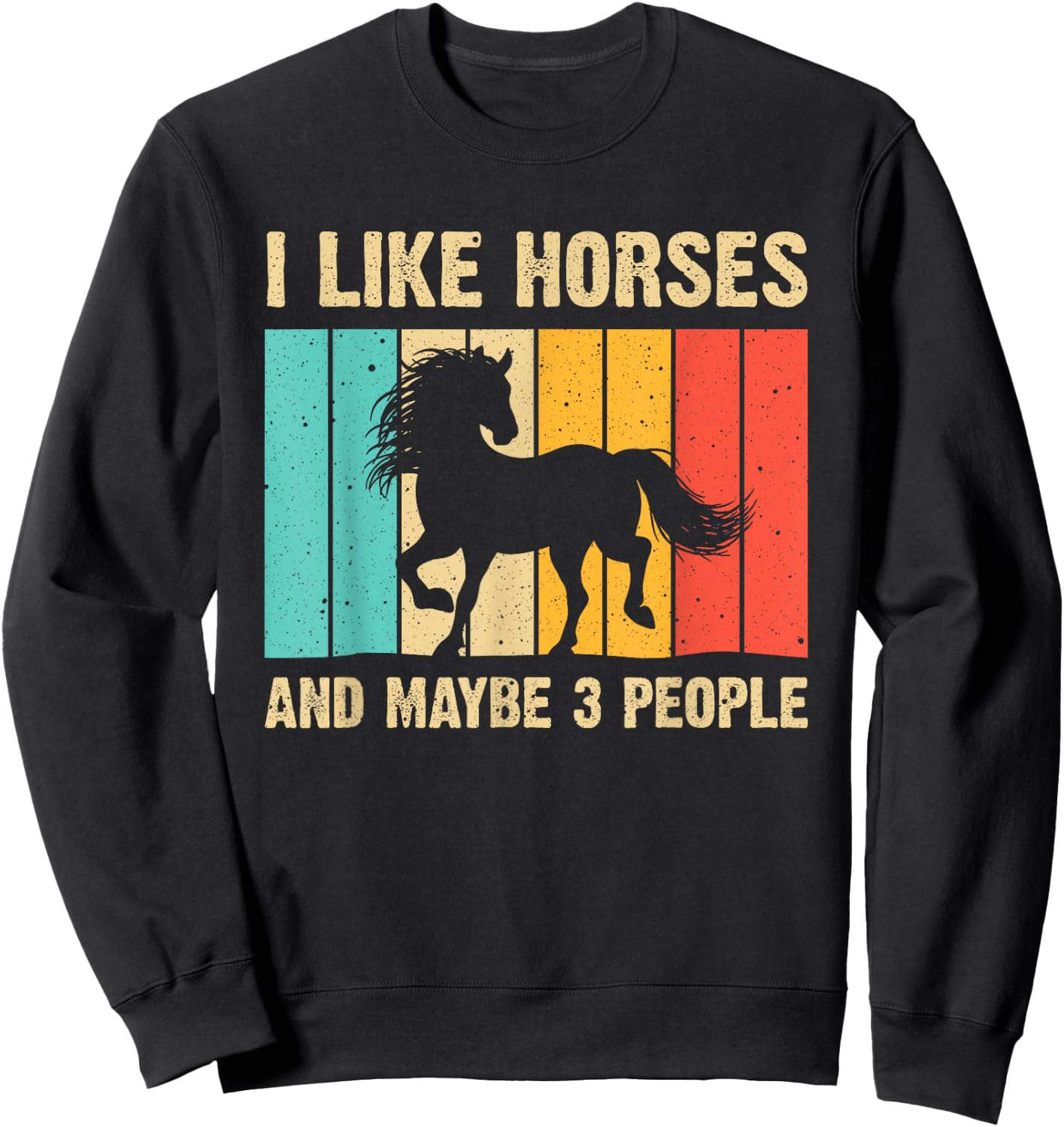 Funny Horse Art Horse Lover Men Women Boys Girls Introvert Sweatshirt - Sweatshirt | Black