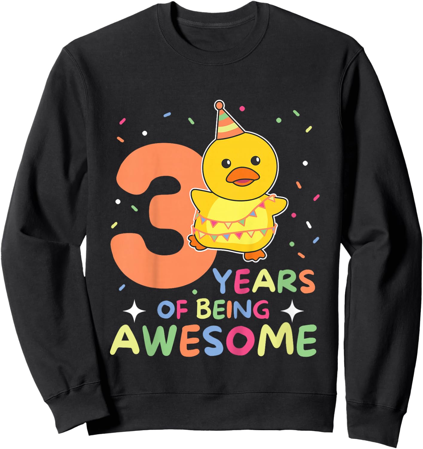 Duck For 3rd Birthday For Children Three Years Old Sweatshirt - Sweatshirt | Black